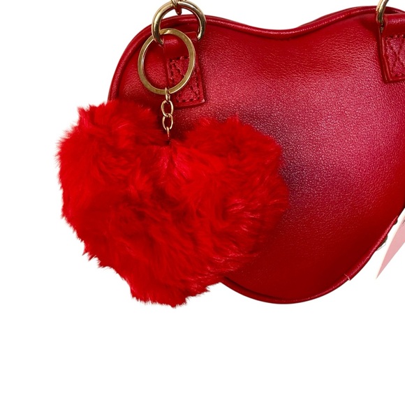 JUICY COUTURE Red & Gold Vegan Leather Heart-Shaped Crossbody Purse - Picture 4 of 7